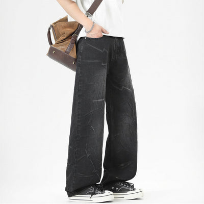 Men's Spring Lightning Washed Wide Leg Denim Jeans