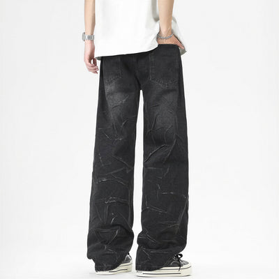Men's Spring Lightning Washed Wide Leg Denim Jeans