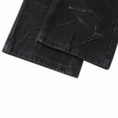 Men's Spring Lightning Washed Wide Leg Denim Jeans