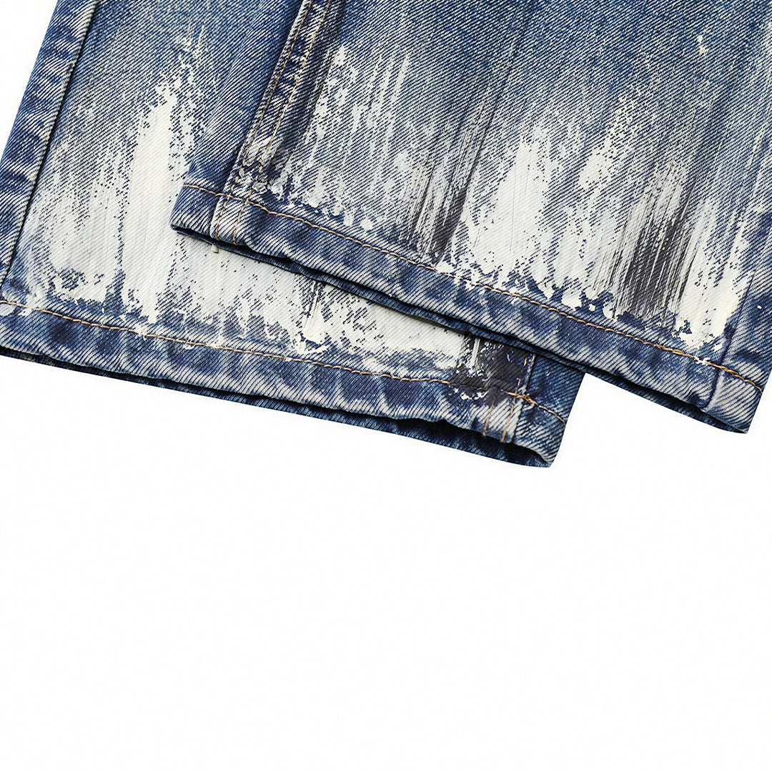 Men's Spring Art Brushstroke Wide Leg Denim Jeans