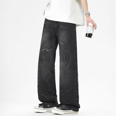 Men's Spring Lightning Washed Wide Leg Denim Jeans