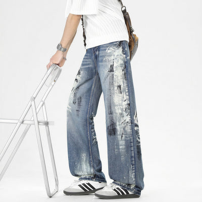 Men's Spring Art Brushstroke Wide Leg Denim Jeans
