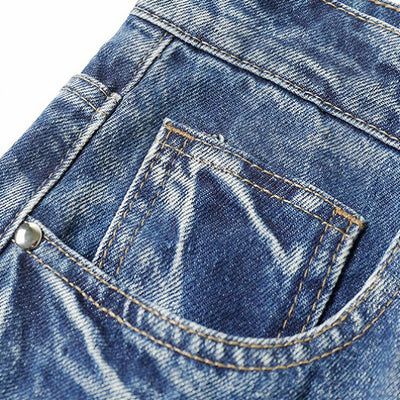 Men's Spring Two-Tone Palm Graffiti Wide Leg Denim Jeans