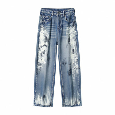 Men's Spring Art Brushstroke Wide Leg Denim Jeans