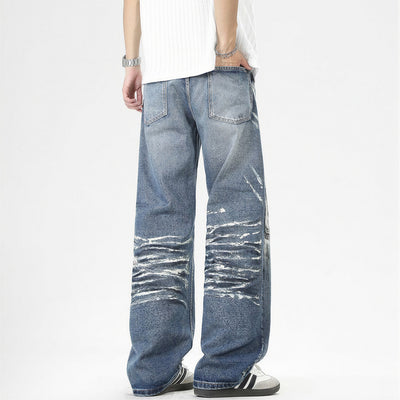 Men's Spring Art Brushstroke Wide Leg Denim Jeans