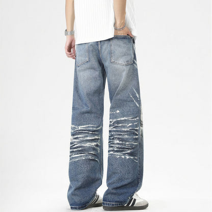 Men's Spring Art Brushstroke Wide Leg Denim Jeans