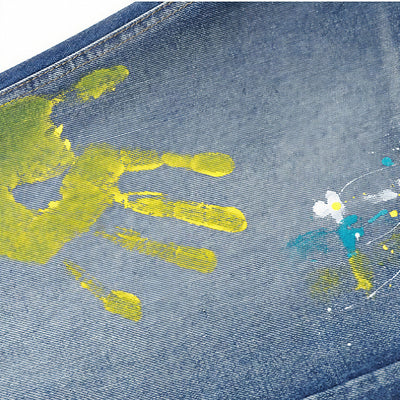 Men's Spring Two-Tone Palm Graffiti Wide Leg Denim Jeans
