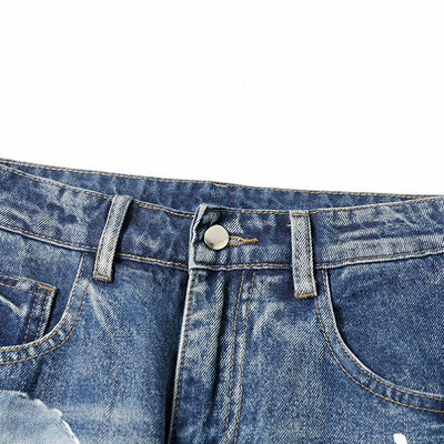 Men's Spring Two-Tone Palm Graffiti Wide Leg Denim Jeans