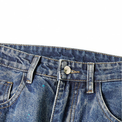 Men's Spring Two-Tone Fun Graffiti Wide Leg Denim Jeans