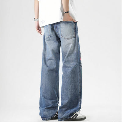 Men's Spring Two-Tone Fun Graffiti Wide Leg Denim Jeans
