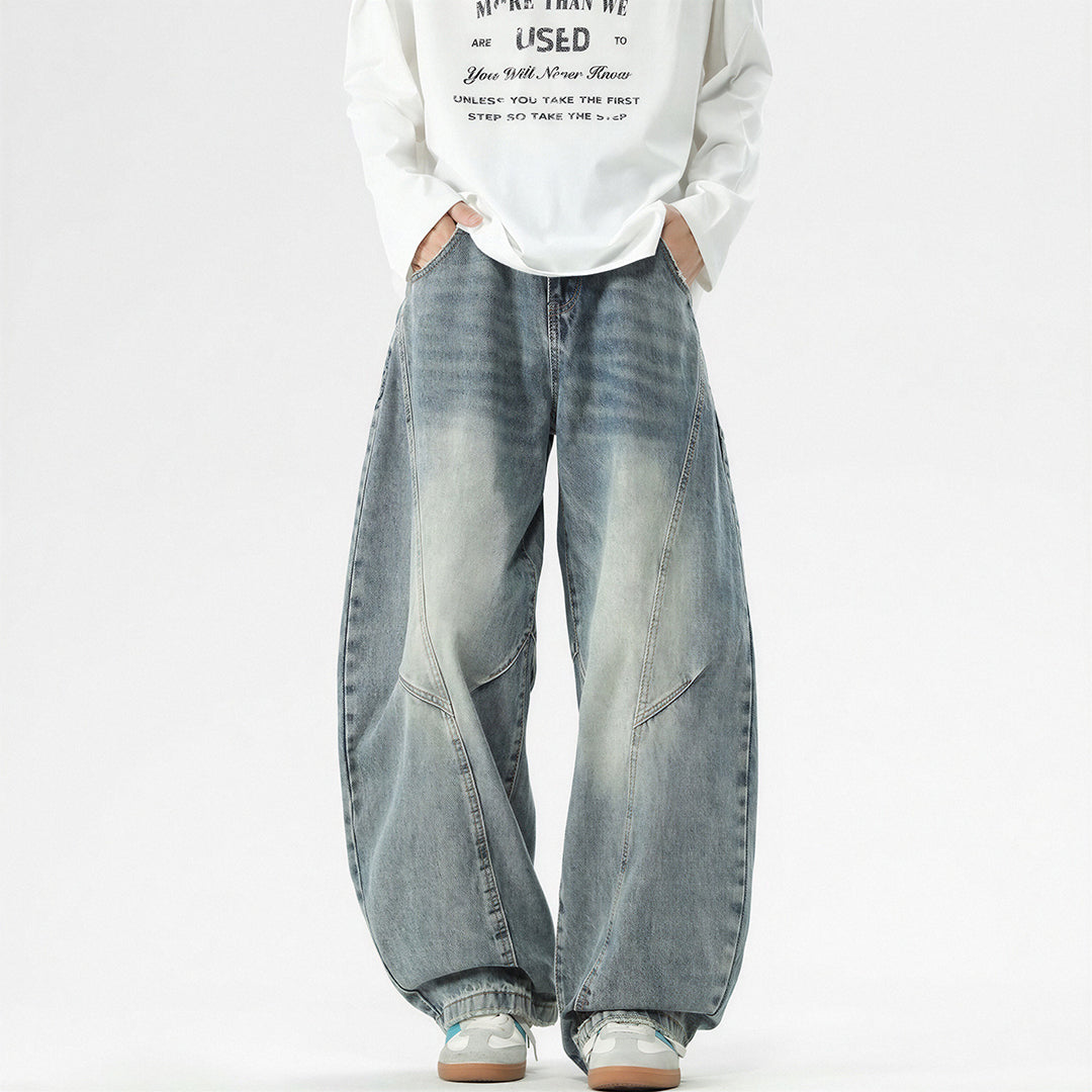 Men's Spring Vintage Washed Wide Leg Denim Jeans