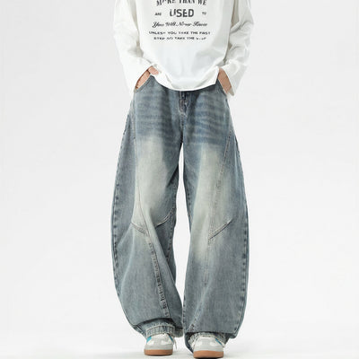 Men's Spring Vintage Washed Wide Leg Denim Jeans