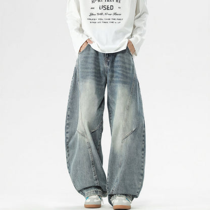 Men's Spring Vintage Washed Wide Leg Denim Jeans