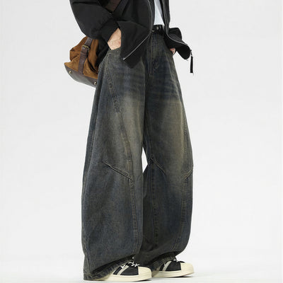 Men's Spring Vintage Washed Wide Leg Denim Jeans