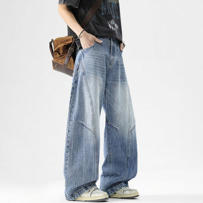 Men's Spring Vintage Washed Wide Leg Denim Jeans