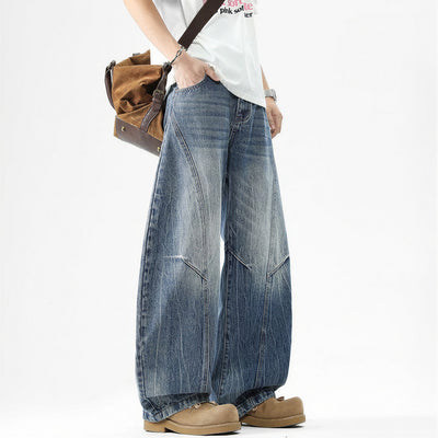 Men's Spring Vintage Washed Wide Leg Denim Jeans