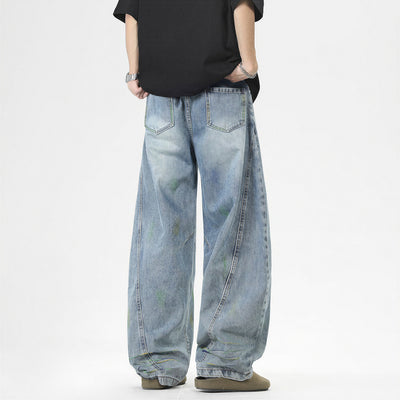 Men's Spring Graffiti Barrel Baggy Wide Leg Denim Jeans