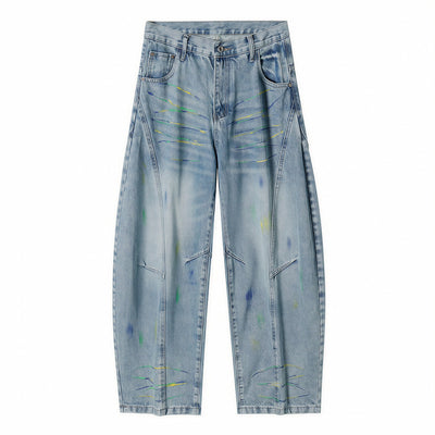 Men's Spring Graffiti Barrel Baggy Wide Leg Denim Jeans