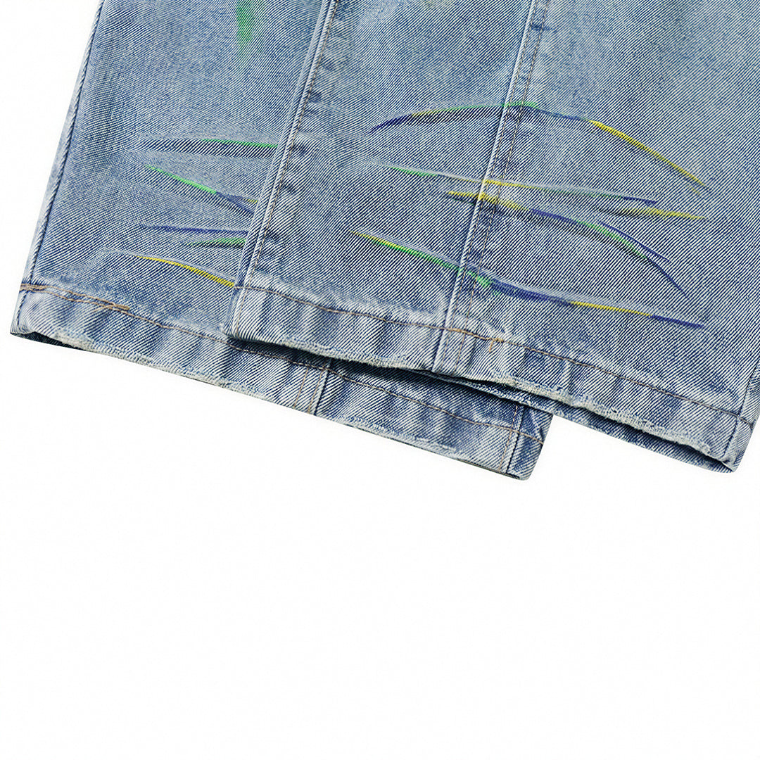 Men's Spring Graffiti Barrel Baggy Wide Leg Denim Jeans