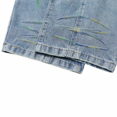Men's Spring Graffiti Barrel Baggy Wide Leg Denim Jeans