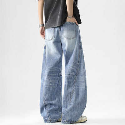 Men's Spring Vintage Washed Wide Leg Denim Jeans