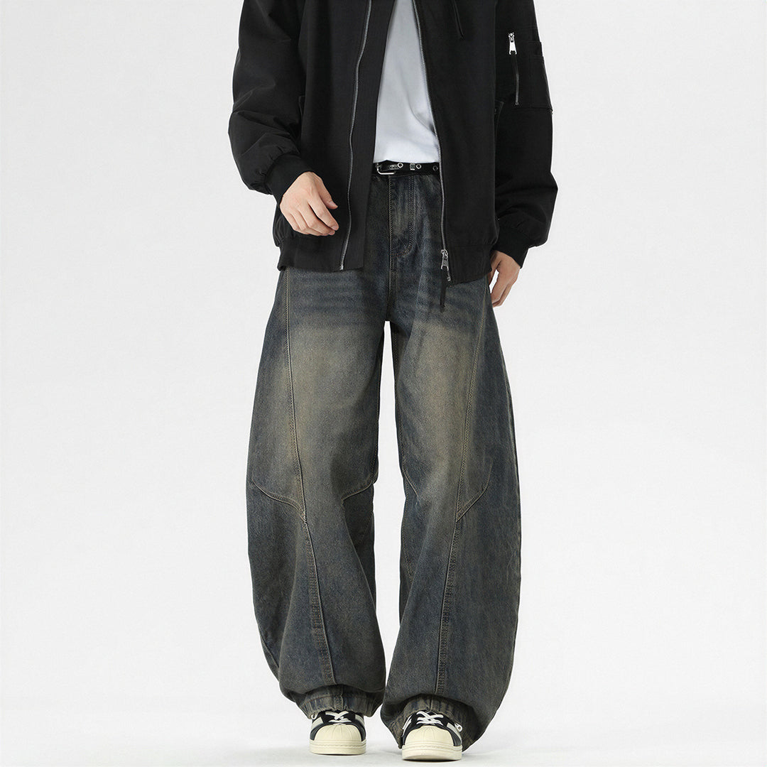 Men's Spring Vintage Washed Wide Leg Denim Jeans