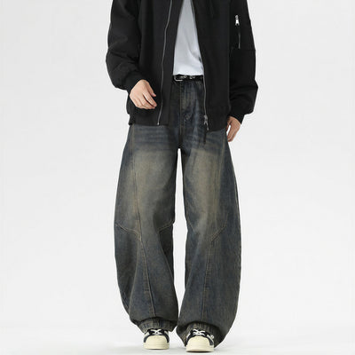 Men's Spring Vintage Washed Wide Leg Denim Jeans