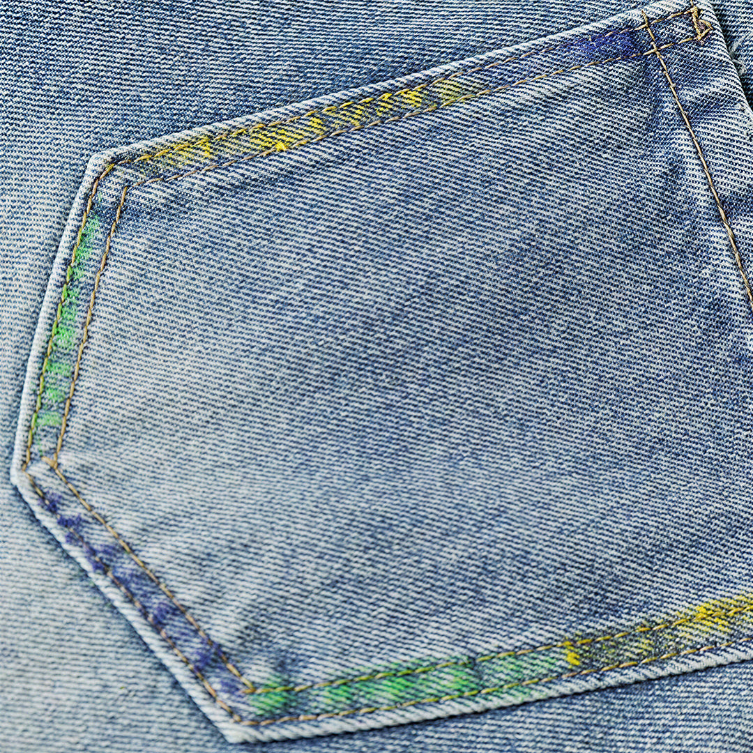 Men's Spring Graffiti Barrel Baggy Wide Leg Denim Jeans