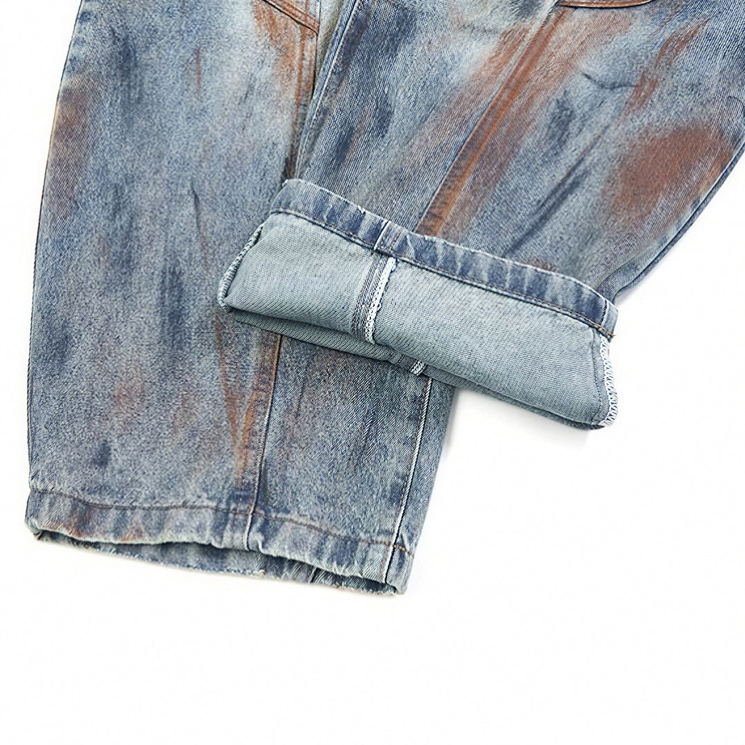 Men's Spring Dirty Wash Barrel Baggy Wide Leg Denim Jeans