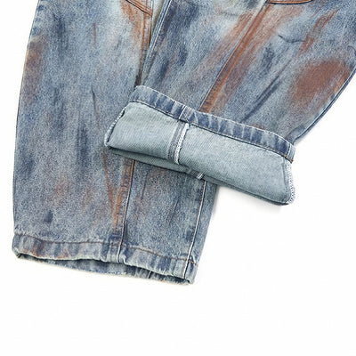 Men's Spring Dirty Wash Barrel Baggy Wide Leg Denim Jeans