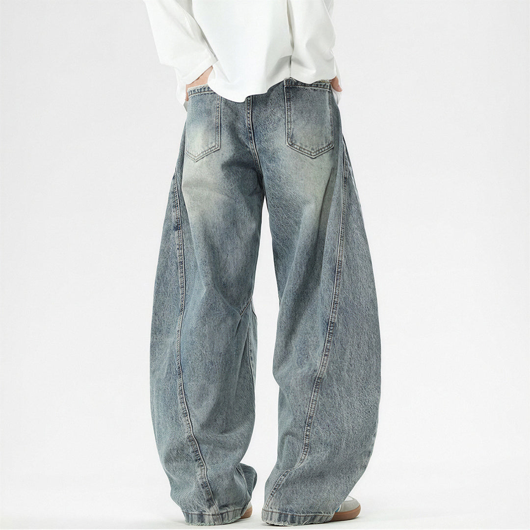 Men's Spring Vintage Washed Wide Leg Denim Jeans