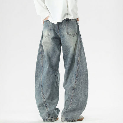 Men's Spring Vintage Washed Wide Leg Denim Jeans