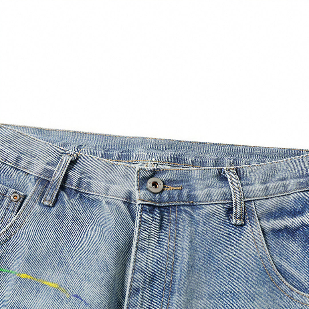 Men's Spring Graffiti Barrel Baggy Wide Leg Denim Jeans