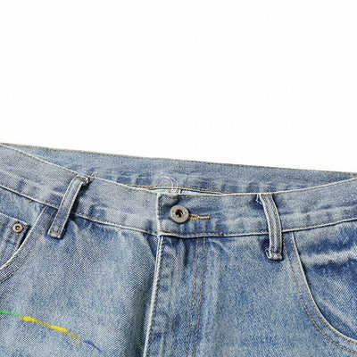 Men's Spring Graffiti Barrel Baggy Wide Leg Denim Jeans