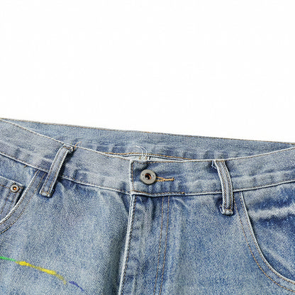 Men's Spring Graffiti Barrel Baggy Wide Leg Denim Jeans