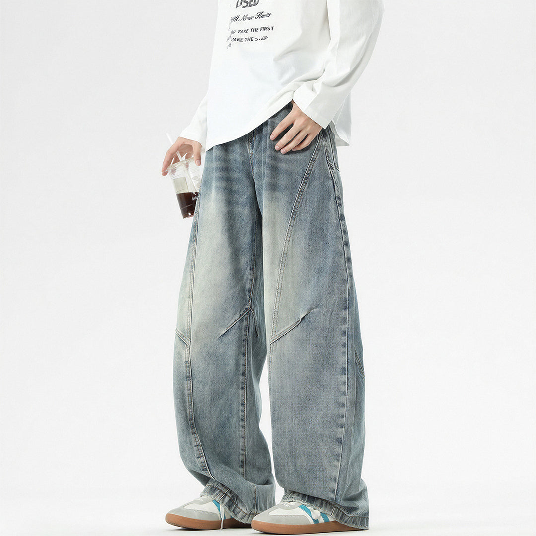 Men's Spring Vintage Washed Wide Leg Denim Jeans