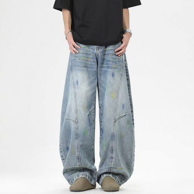 Men's Spring Graffiti Barrel Baggy Wide Leg Denim Jeans
