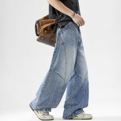 Men's Spring Vintage Washed Wide Leg Denim Jeans