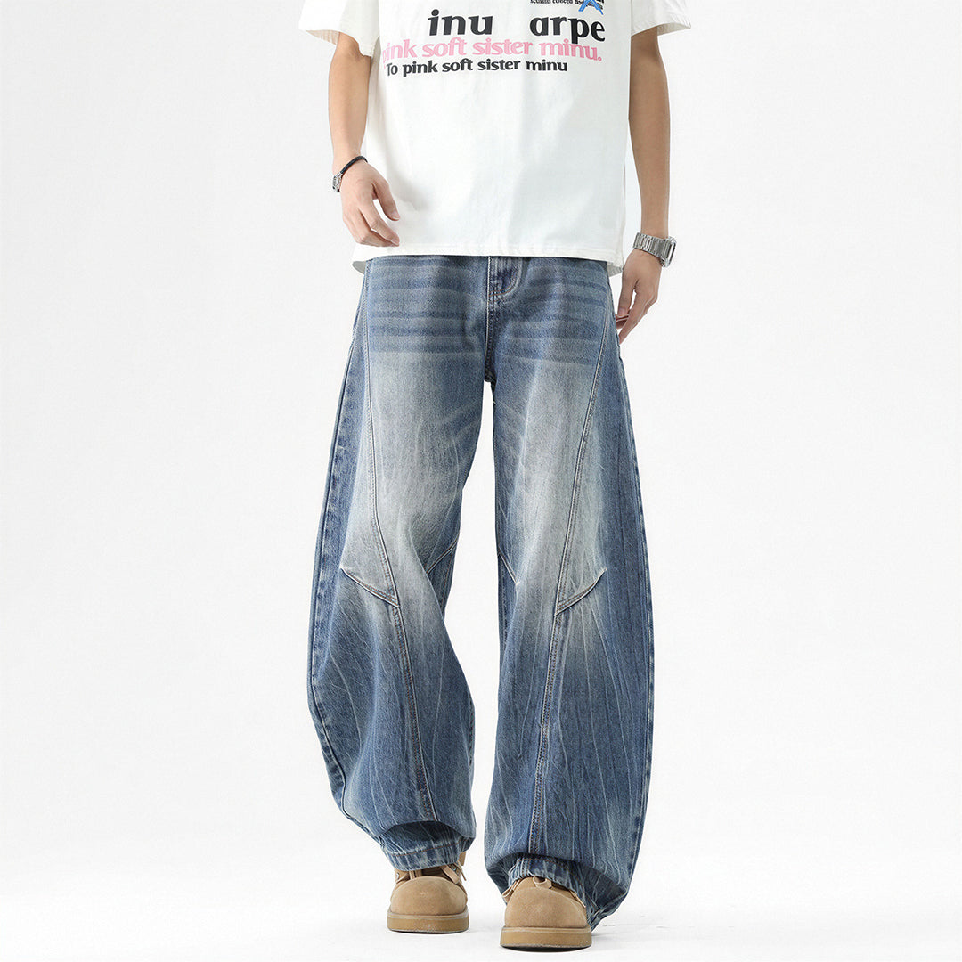 Men's Spring Vintage Washed Wide Leg Denim Jeans