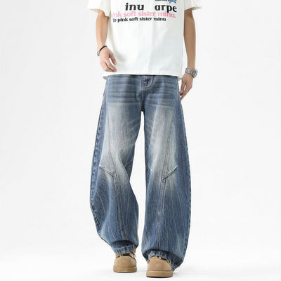 Men's Spring Vintage Washed Wide Leg Denim Jeans