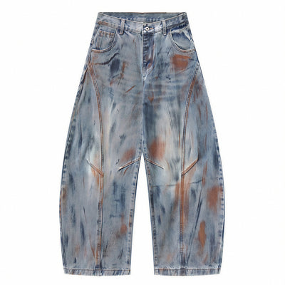 Men's Spring Dirty Wash Barrel Baggy Wide Leg Denim Jeans