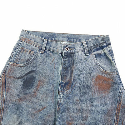 Men's Spring Dirty Wash Barrel Baggy Wide Leg Denim Jeans