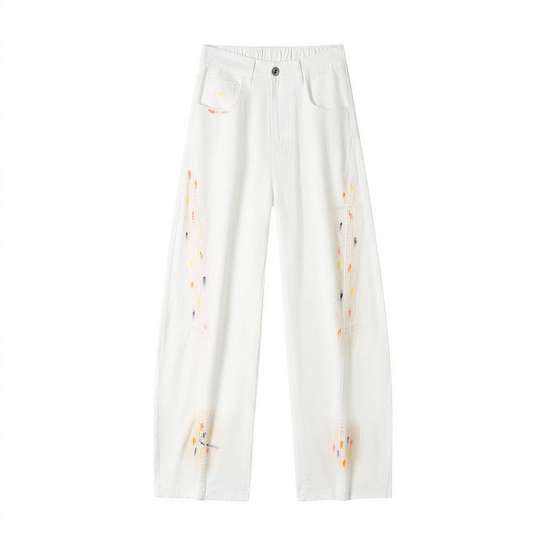 Men's Spring Side Graffiti Baggy Wide Leg Denim Jeans