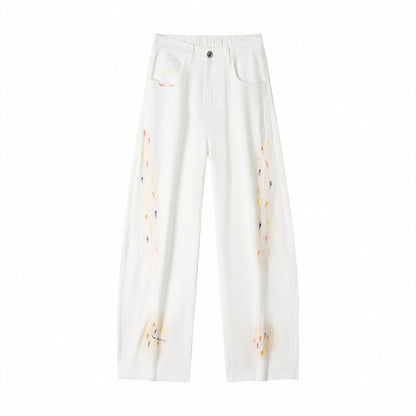 Men's Spring Side Graffiti Baggy Wide Leg Denim Jeans