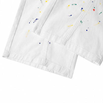 Men's Spring Splash Ink Graffiti Baggy Wide Leg Denim Jeans