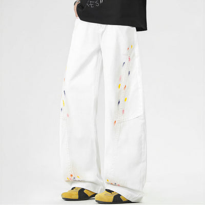 Men's Spring Side Graffiti Baggy Wide Leg Denim Jeans