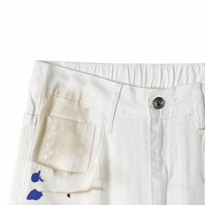 Men's Spring Dirty Wash Splash Ink Wide Leg Denim Jeans