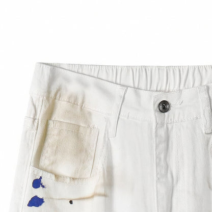Men's Spring Dirty Wash Splash Ink Wide Leg Denim Jeans