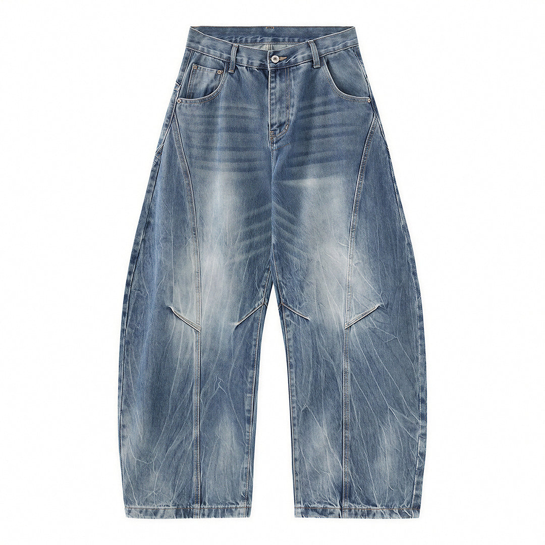 Men's Spring Vintage Washed Wide Leg Denim Jeans