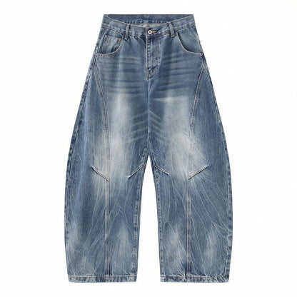 Men's Spring Vintage Washed Wide Leg Denim Jeans